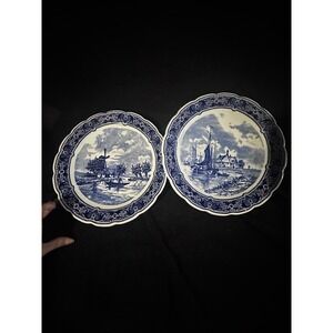 2 Royal Sphinx 12" Maastricht Delfts Blue Charger Wall Plates Sailboat Windmill